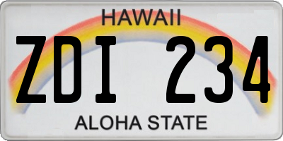 HI license plate ZDI234