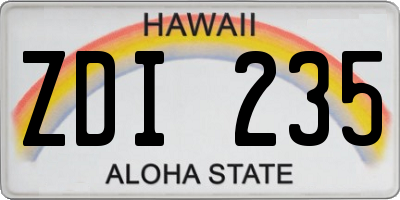 HI license plate ZDI235