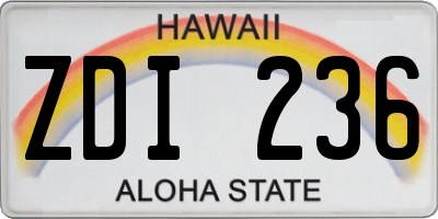 HI license plate ZDI236