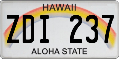 HI license plate ZDI237