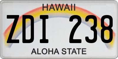 HI license plate ZDI238