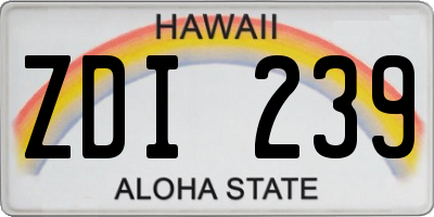 HI license plate ZDI239