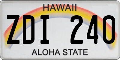 HI license plate ZDI240