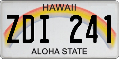 HI license plate ZDI241