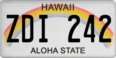 HI license plate ZDI242