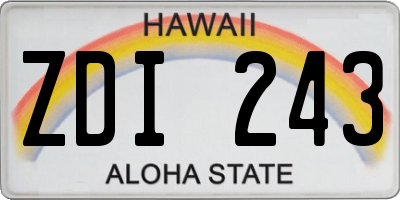HI license plate ZDI243