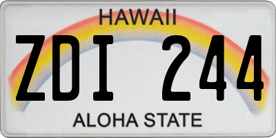 HI license plate ZDI244