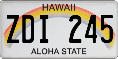 HI license plate ZDI245