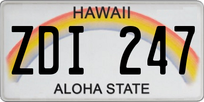 HI license plate ZDI247