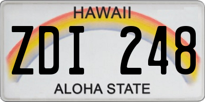 HI license plate ZDI248