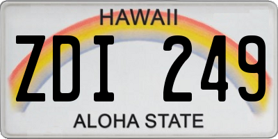 HI license plate ZDI249