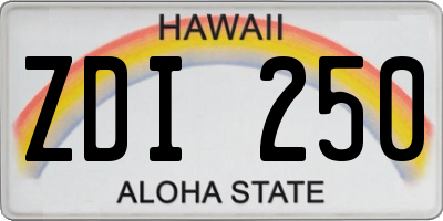 HI license plate ZDI250