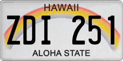 HI license plate ZDI251