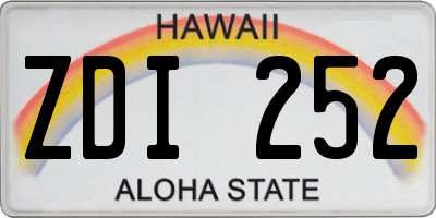 HI license plate ZDI252