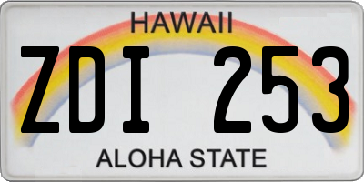HI license plate ZDI253