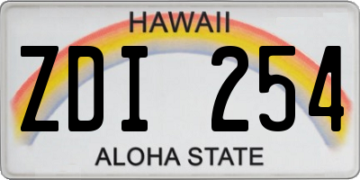 HI license plate ZDI254