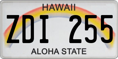 HI license plate ZDI255