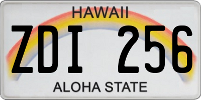 HI license plate ZDI256