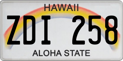 HI license plate ZDI258