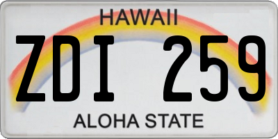 HI license plate ZDI259