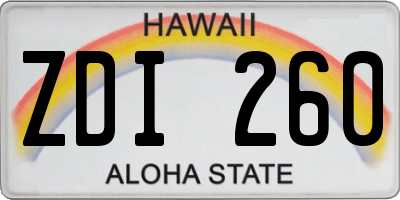 HI license plate ZDI260