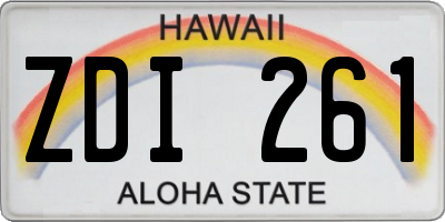 HI license plate ZDI261