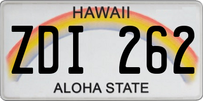 HI license plate ZDI262