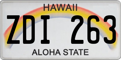 HI license plate ZDI263