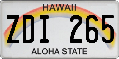 HI license plate ZDI265