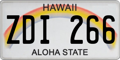 HI license plate ZDI266