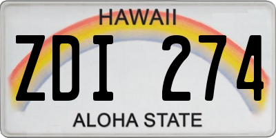 HI license plate ZDI274