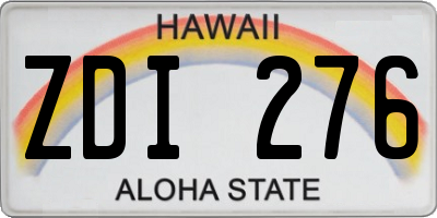 HI license plate ZDI276