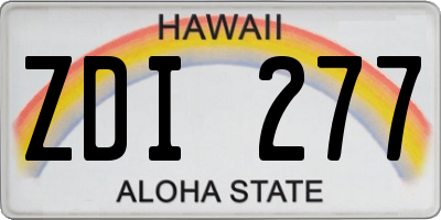 HI license plate ZDI277