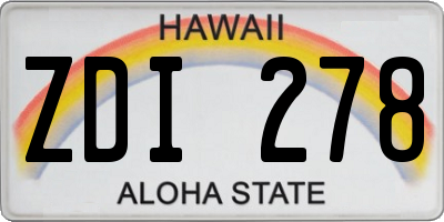 HI license plate ZDI278