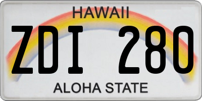 HI license plate ZDI280