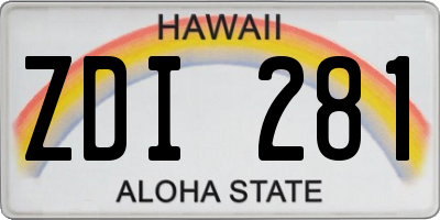 HI license plate ZDI281
