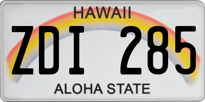 HI license plate ZDI285