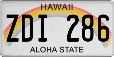 HI license plate ZDI286