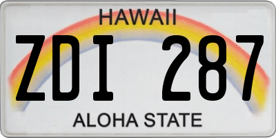 HI license plate ZDI287