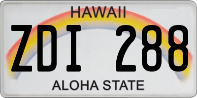 HI license plate ZDI288