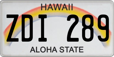HI license plate ZDI289