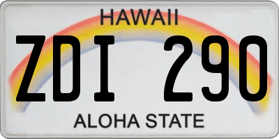 HI license plate ZDI290