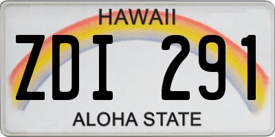 HI license plate ZDI291