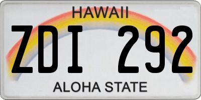 HI license plate ZDI292