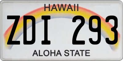 HI license plate ZDI293