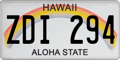 HI license plate ZDI294