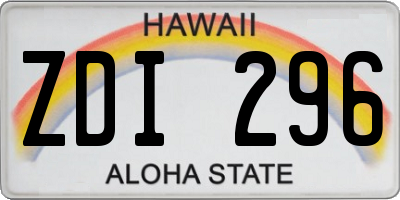 HI license plate ZDI296