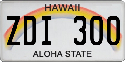 HI license plate ZDI300