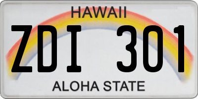 HI license plate ZDI301