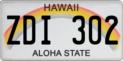 HI license plate ZDI302